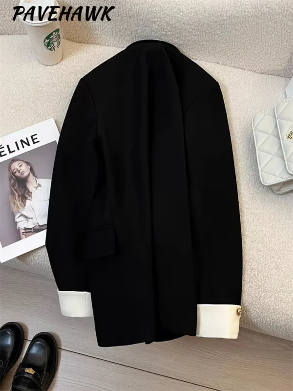 Women Long Sleeve Office Lady Blazers Autumn Winter Solid Casual Single Breasted Chic Notched Blazer Ladies Jackets Clothes - Image 4