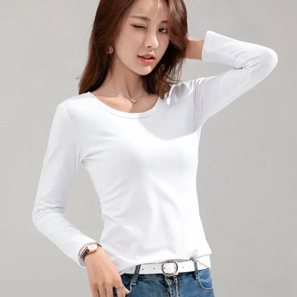 MRMT 2025 Brand New Women's T-shirt Slim Pure Cotton 95% Women T-shirt Long-sleeved for Female Thin White Tops Woman Tees Shirt - Image 2