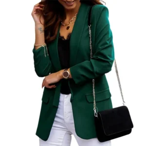 New Chic Women Blazers Autumn Lapel Elegant Solid Color Coat Long Sleeve Jacket Business Blazer Coat