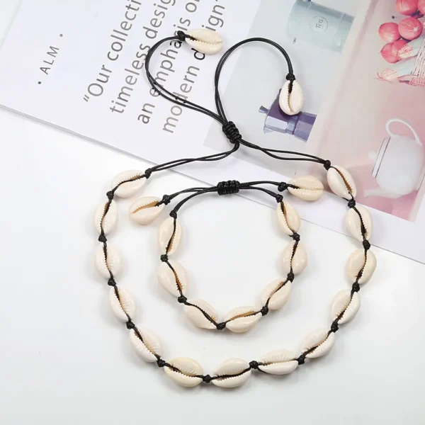 Bohemian Necklace Bracelet Handmade Rope Chain Natural Shell Charm Seashell Choker Summer Ocean Beach Boho Jewelry For Women Men - Image 4