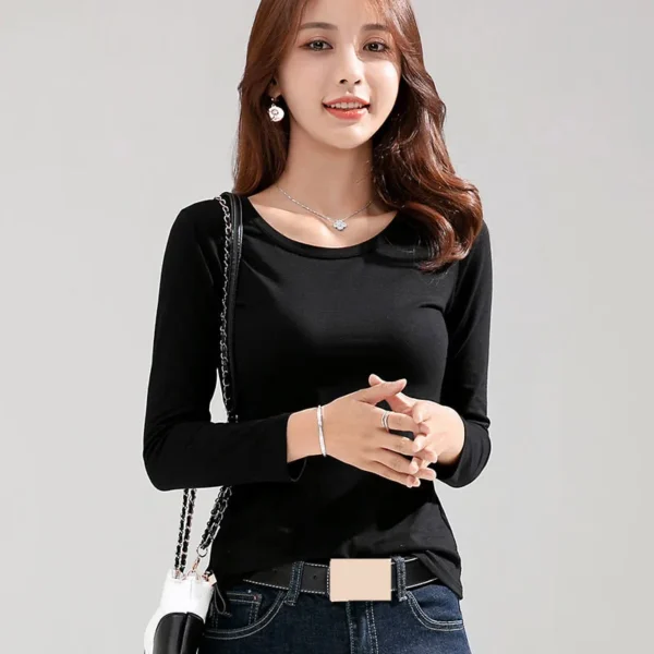 MRMT 2025 Brand New Women's T-shirt Slim Pure Cotton 95% Women T-shirt Long-sleeved for Female Thin White Tops Woman Tees Shirt - Image 5