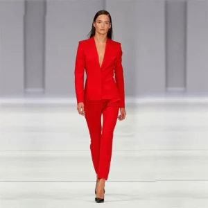 Tesco Red Jacket+Pants Women's Business Suits Office Uniform Women Elegant Formal Ladies Trouser Suit 2 Piece Sets Custom