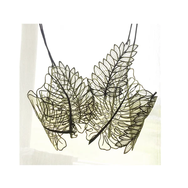 Women Tank Top Green Transparent Outfit Camisole Sexy Embroidered Tanks Organza Leaves Sexy Camis Crop Top - Image 5