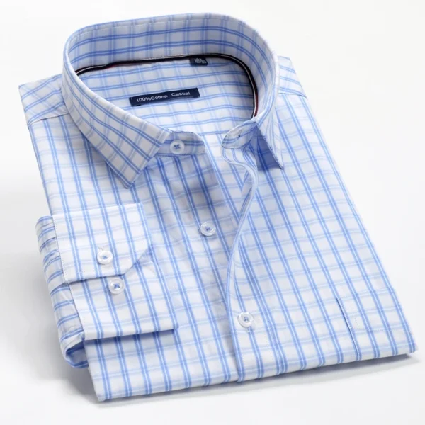 7XL 8XL 9XL 10XL 12XL Men's Plaid Shirt Elegant Classic Business Casual Brand Clothing 100% Cotton Comfortable Long Sleeve Shirt - Image 2
