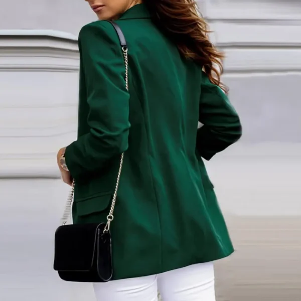 New Chic Women Blazers Autumn Lapel Elegant Solid Color Coat Long Sleeve Jacket Business Blazer Coat - Image 2