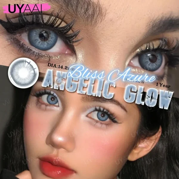 UYAAI 2Pcs Yearly Colored Contacts Lenses Makeup Beauty Fashion Soft Health Blue Contacts Green Eyes Fast Shipping Free Case