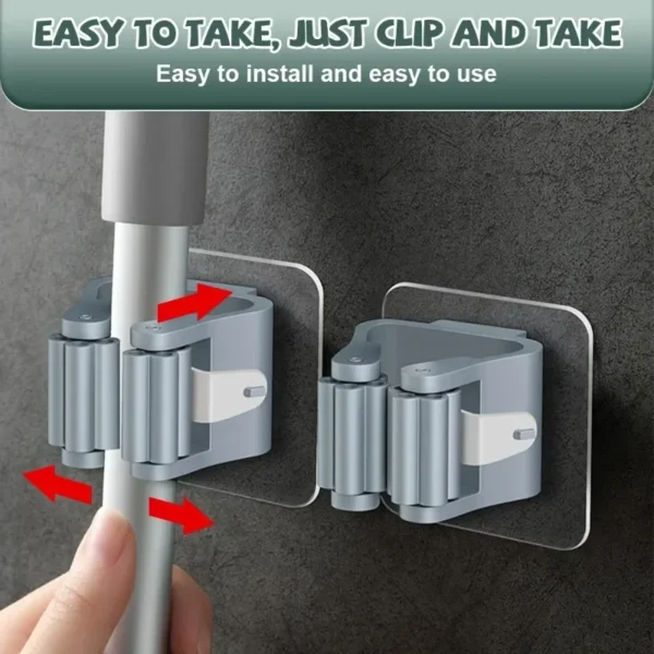 4PCS Wall Mounted Mop Organizer Holder Wall Mounted Waterproof Mop Storage Rack Broom Hanger Hooks Household Tools - Image 3