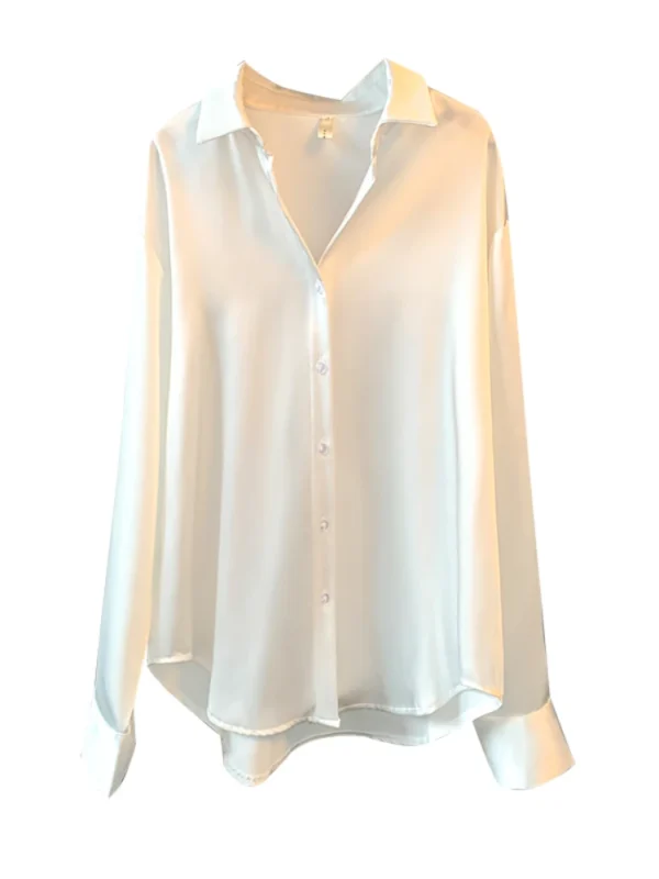 Office Lady Long Sleeve blouse Women Autumn 2023 Overshirt Satin Femal Clothing Elegant Korean Style Luxury Designer Blouse - Image 6