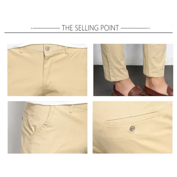 BROWON Summer Men Fashions Solid Color Casual Pants Men Straight Slight Elastic Ankle-Length High Quality Formal Trousers Men - Image 6