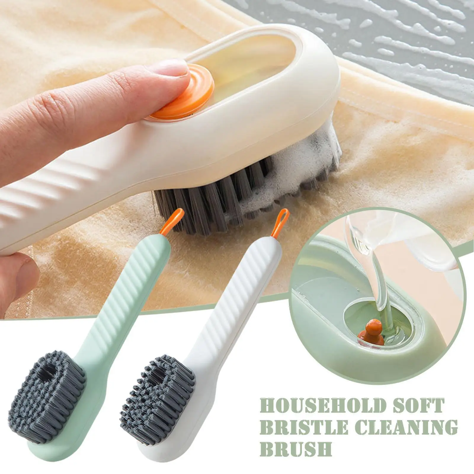 Bathroom Shoe Brush Automatic Liquid Discharge Deep Cleaning Soft Bristles Household Laundry Cleaning Brush for Daily Use - Image 2