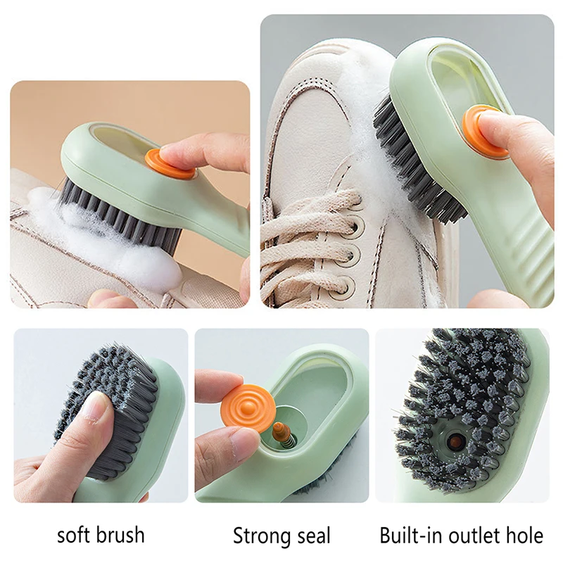 Bathroom Shoe Brush Automatic Liquid Discharge Deep Cleaning Soft Bristles Household Laundry Cleaning Brush for Daily Use - Image 5