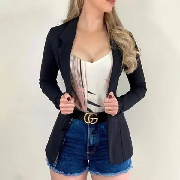 Women's Blazer 2024 Formal Blazer Women's Office Work Set Pocket Jacket Coat Loose women's wear - Image 4