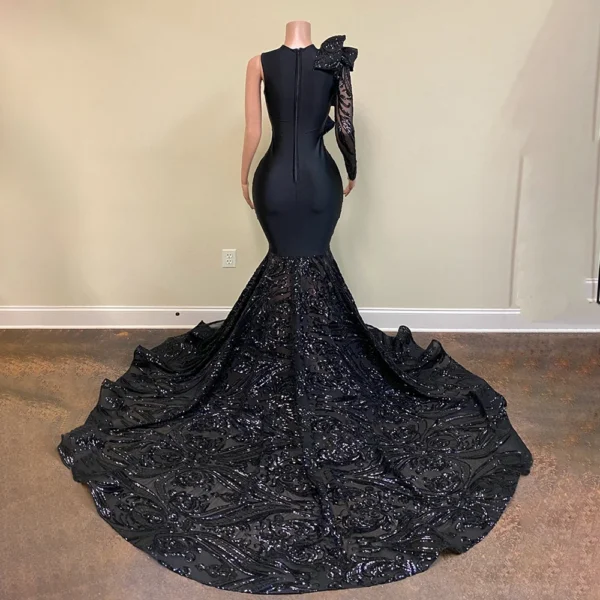 Sequin Long Mermaid Prom Dresses 2024 Black Girl Luxury Ruffles Sleeve African Formal Gala Gown for Wedding Party Customized - Image 2