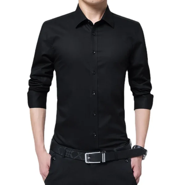 Long sleeved shirt men's Korean version slim fit spring and autumn clothes handsome gray men's shirt trendy casual formal wear - Image 3
