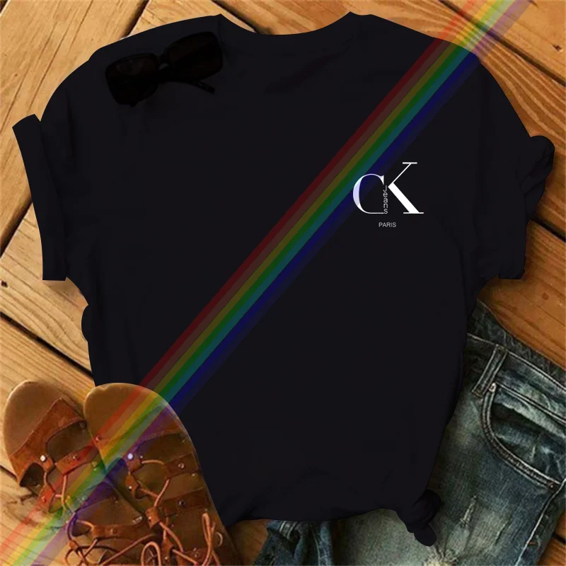 Summer luxury brand fashion cartoon letter print crew collar clothing short sleeve T-shirt 2024 trend women's summer Y2K top - Image 2