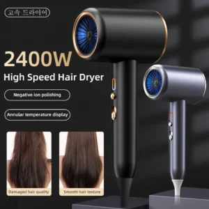 Professional Hair Dryer Hot Cold Wind Air Brush Hairdryer Negative Lonic Blow Dryer Strong PowerDryer Salon Tool 2400W 3th Gear