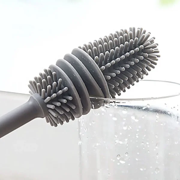 Silicone Bottle Brush Cup Scrubber Glass Cleaner Kitchen Cleaning Tool Useful Things for Home - Image 3