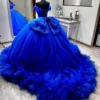 Customized Royal Blue 15 Year Old Girl Quinceanera Dresses Bow Ruffle Ball Gown Women Prom Special Occasion Wear Party 14 26 New