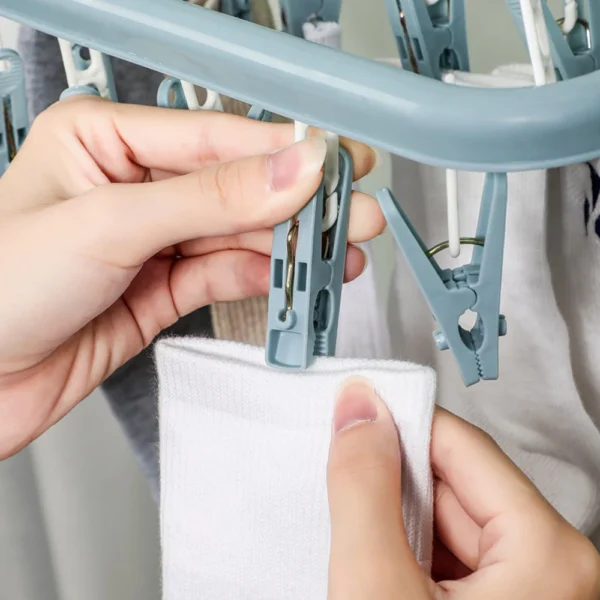 32 Clips Folding Clothes Dryer Hanger Windproof Socks Underwear Drying Rack Household Children Adults Storage Laundry Rack - Image 4