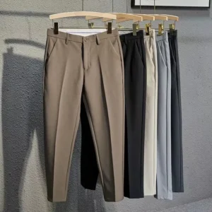 Men's High-end Black Drapedsuit Trousers Casual Business Pants Straight-leg Anti-wrinkle No Ironing Needed Ninemore Inch