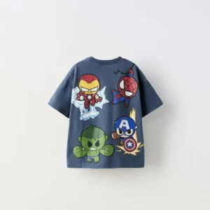 Boys Trendy Clothes Cartoon Print Short Sleeve Outfits New Design Tees Kids Summer Costume Cute Short Sleeve Round Neck TShirt