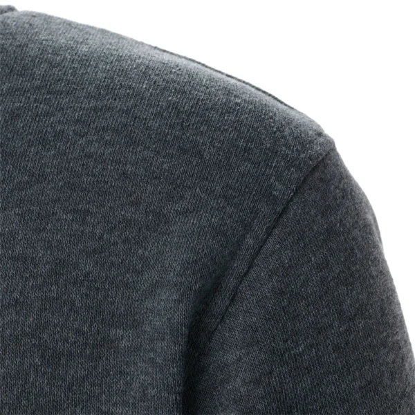 Men's Casual Sports Zipper Stand Collar Hoodie Coat Men's Solid Color Cardigan - Image 2