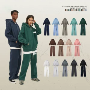 Custom LOGO Velvet Thickened Zipper Sweater Trousers Set for Men and Women, Couple Suit
