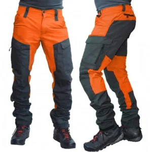 Nylon Men Cargo Pants Color Block Multi Pockets Sports Pants Work Trousers Outdoor Hiking Trekking Army Joggers Pants