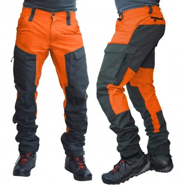 Nylon Men Cargo Pants Color Block Multi Pockets Sports Pants Work Trousers Outdoor Hiking Trekking Army Joggers Pants