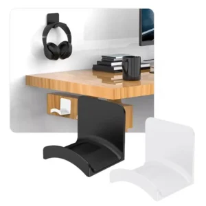 Universal Headphone Stand – Adhesive Plastic Wall Mount, Under Desk Headset Rack Holder for Gaming Earphones
