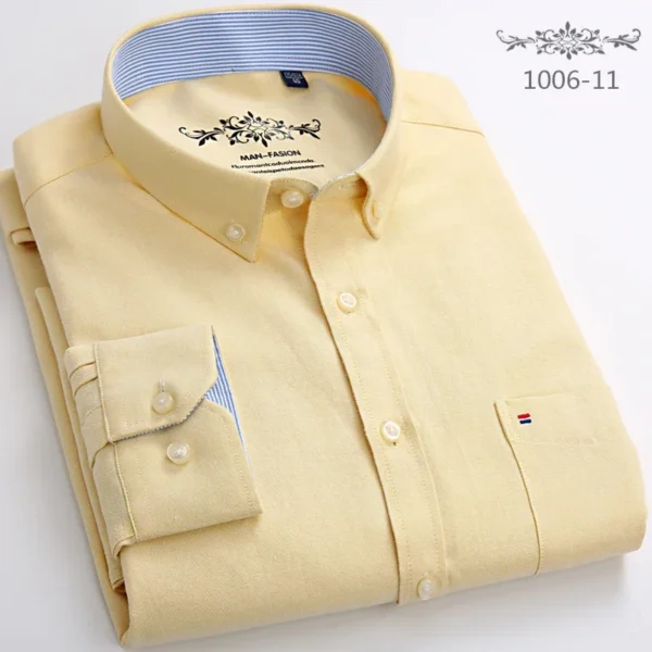 New in shirt long-sleeve shirts for men slim fit formal plian shirt single pocket office clothes soft plaid cotton designer tops - Image 5