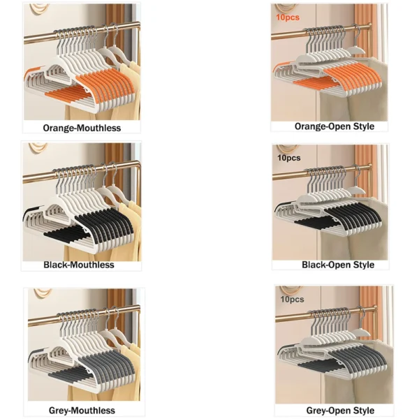 Hanger 10Pcs Anti-Slip Grey Multifunctional Wet and Dry Household Hanger Suitable for Hanging Storage Clothes Bedroom Ward - Image 5