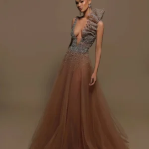 Sexy Embellished Crystals A Line Evening Dress Party Open Back Prom Gown Customized Captivating Formal Cocktail Women Wear