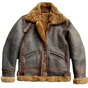 Men’s B3 Bomber Jacket, Sheepskin Slim Fit Military Style Winter Wear