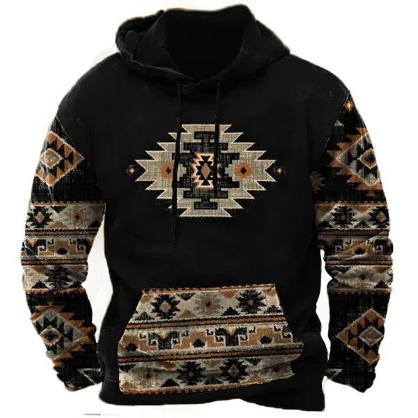 Vintage Indian Men's Hoodie Hooded Men Clothing Harajuku Pullovers 2024 New Tops Oversized Casual Streetwear Long Sleeve Hoodies - Image 4