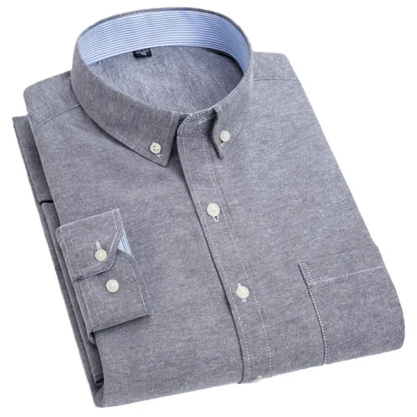 Men's long sleeve shirt non-ironing Oxford spinning spring summer autumn slim casual comfortable all fashion fast color shirt - Image 3