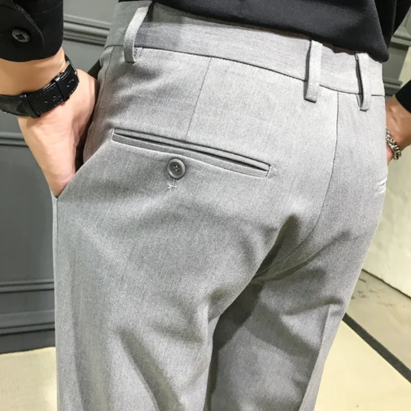 Khaki Men's Suit Pants, Fashion Slim Trousers, Asian Size 28-36,Korean Style Grey Pant, 2025 New - Image 3