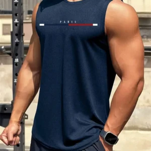Summer New Trend Men's Pull-Over Crew Neck Vest Mesh Fitness Breathable Vest Blazer Men's Quick Drying Sweat Absorption T-Shirt