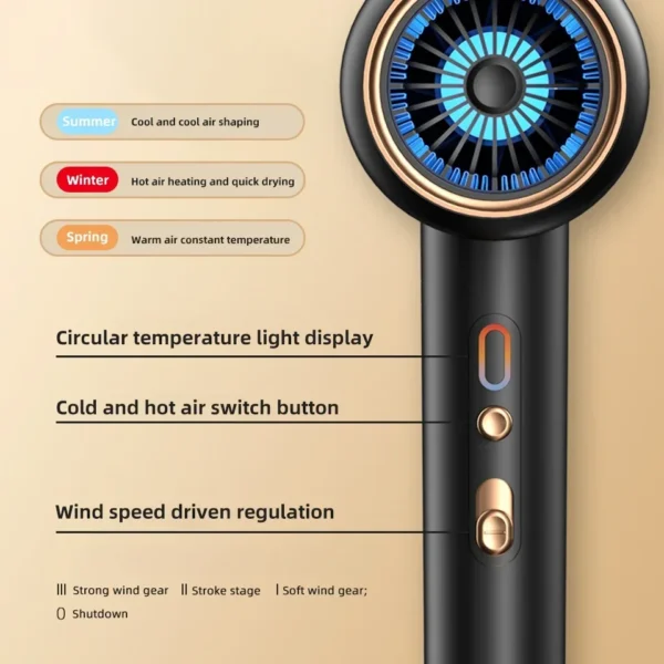 Professional Hair Dryer Hot Cold Wind Air Brush Hairdryer Negative Lonic Blow Dryer Strong PowerDryer Salon Tool 2400W 3th Gear - Image 3