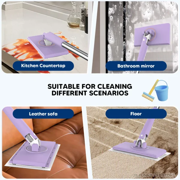 Hands-Free Cleaning mop For Floor/Window 360°Rotation Mini Mop For Wet Wipes Household Kitchen Cleaning Tool - Image 4