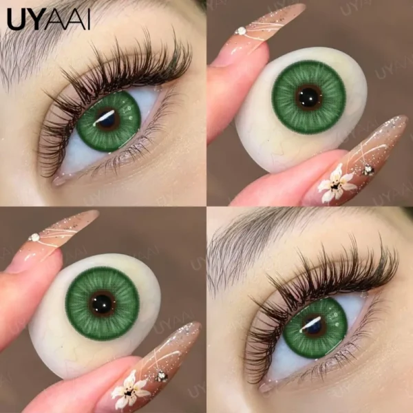 UYAAI 2Pcs Fashion Makeup Beauty Contacts Lenses Soft Yearly Comfort Health Colored Eyes Contacts Yellow Contacts Purple Eyes - Image 3