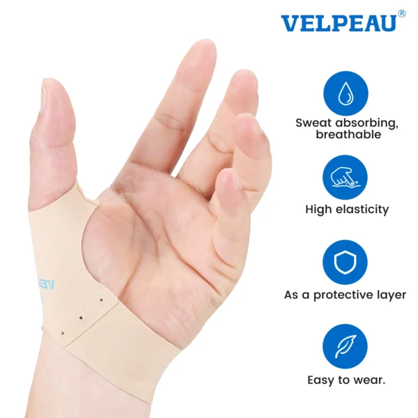 VELPEAU Elastic Thumb Support Brace for Arthritis, Tendonitis Pain Thumb Compression Sleeve Water-resistant and Breathable