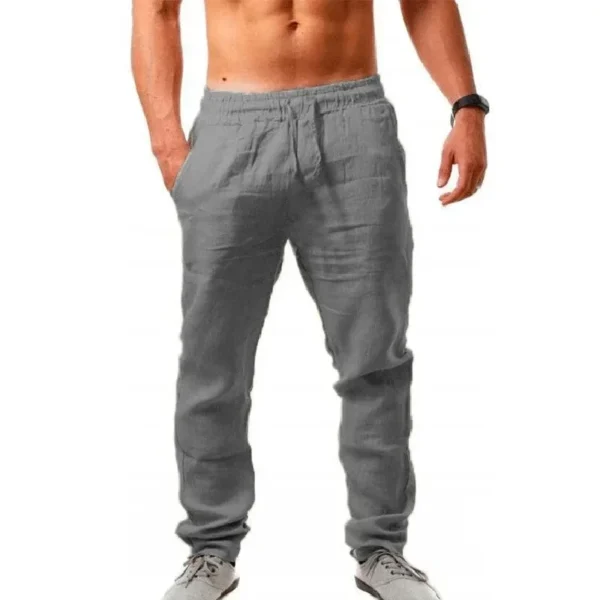 2024 Spring/Summer New Men's Cotton Linen Pants Summer Fashion Casual Solid Color Loose Plus Size M-4XL - Image 5
