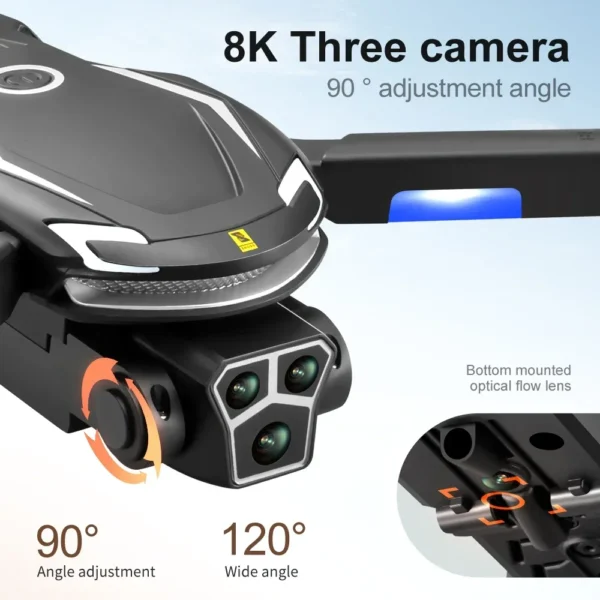 V888 Brushless Drone 8K Professional HD Triple Camera Obstacle Avoidance No GPS Optical Flow Positioning RC Quadcopter Toy - Image 2