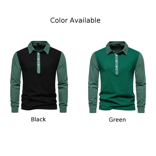 Male Tops Men T-shirts Leisure Formal Lapel Long Sleeve Office Outdoor Party Patchwork Shirt Slim T Shirt Blouse - Image 2
