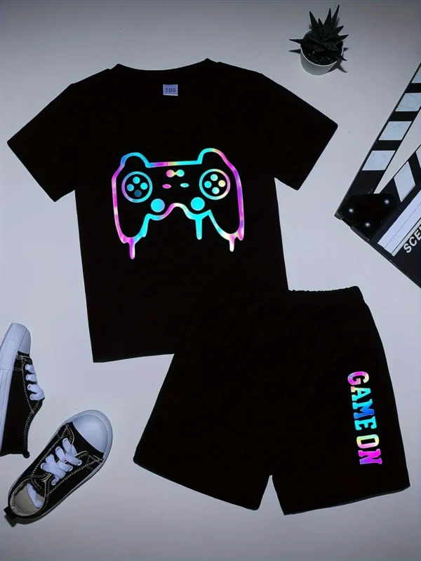Kids Clothes Boys & Girls Summer playgame Top & Shorts 2 Pieces Set Teenage Boy Printed Tracksuit Children's Casual Outfit