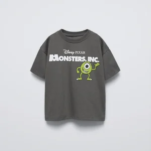 Cartoon Monster Tees Printed Black T-shirt Summer Wear Boys And Girls Fashion Casual Thin Tops Kids Cute Crewneck Base Shirt