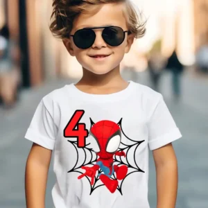 Marvel Spiderman Kids Birthday Party Tshirts Baby T-Shirt Tees Boys T Shirt with Clothes Children Fashion Tops