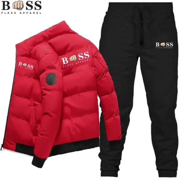 2024 Fashion Winter Korean BSS FLEXX APPAREL Men’s Fashion Warm New Windproof High-Quality Polyester Zipper Jacket and Pants - Image 5