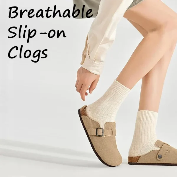 Crestar Cork Suede Mules Slippers For Women Fashion Men Clogs Shoes Classic Cork Antislip Outdoor Slippers With Arch Support - Image 2